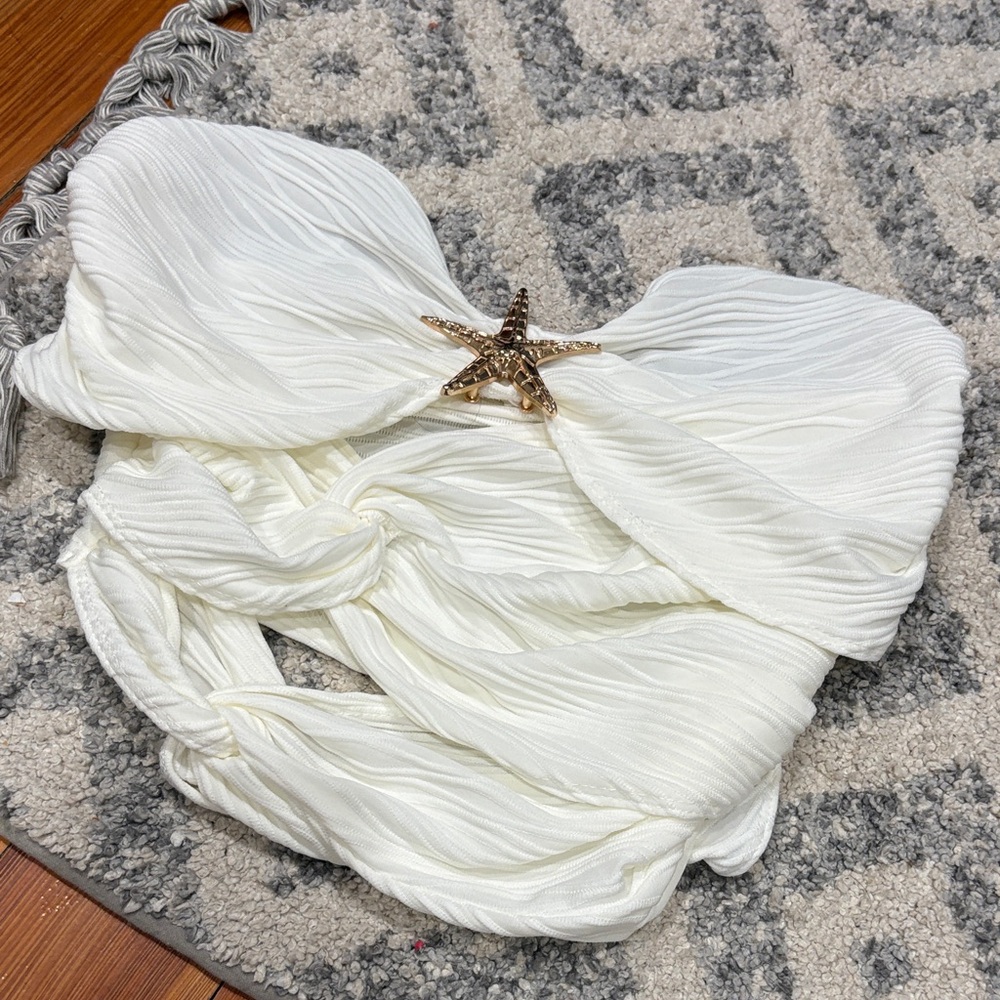 White Strapless starfish tub top